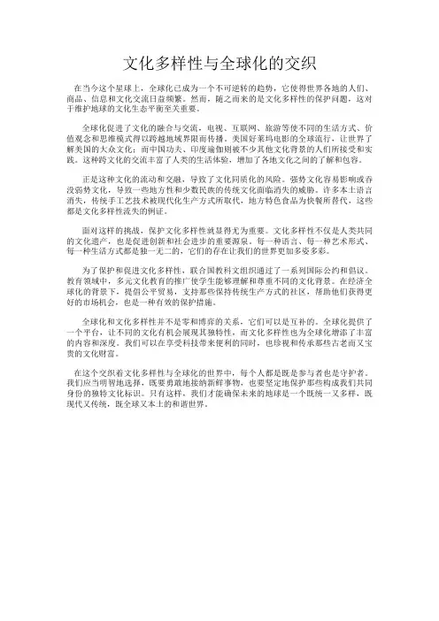 文化多样性与全球化的交织