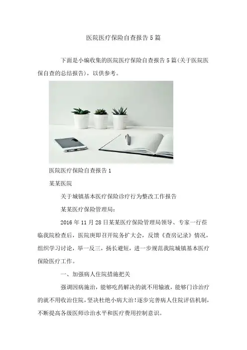 医院医疗保险自查报告5篇