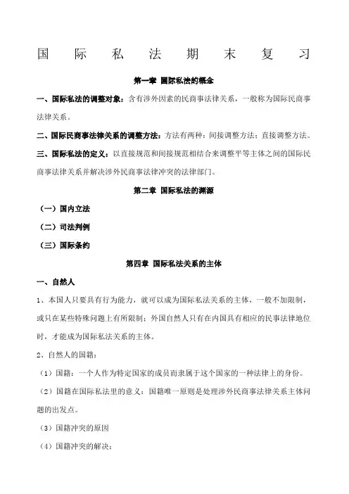 国际私法期末复习