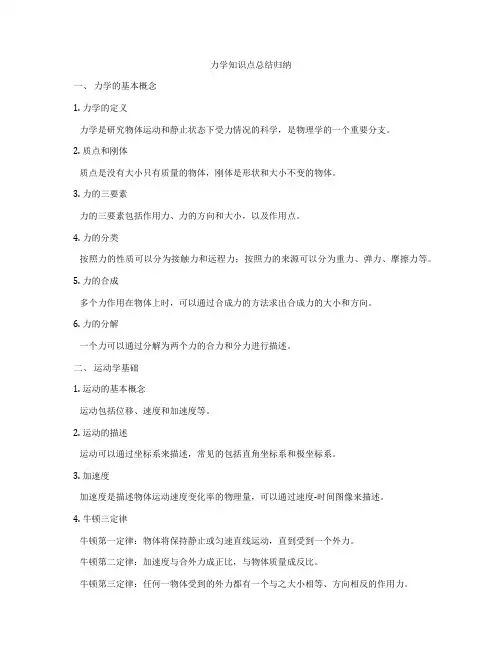 力学知识点总结归纳
