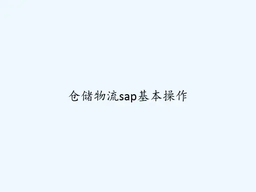 仓储物流sap基本操作-PPT