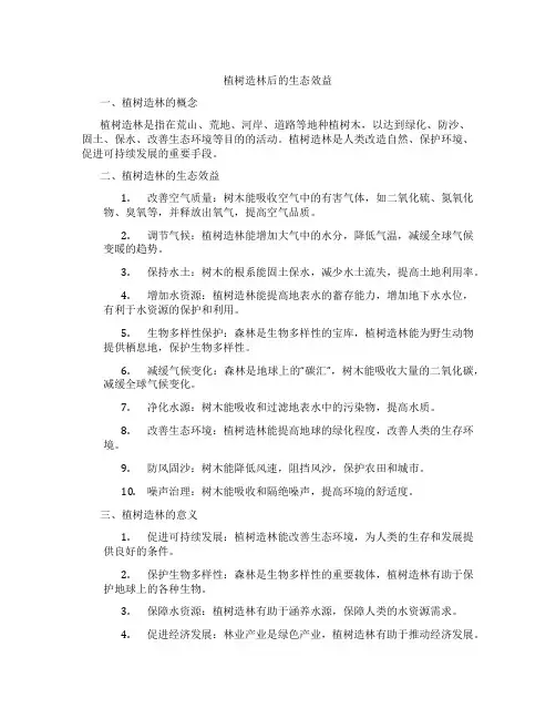 植树造林后的生态效益