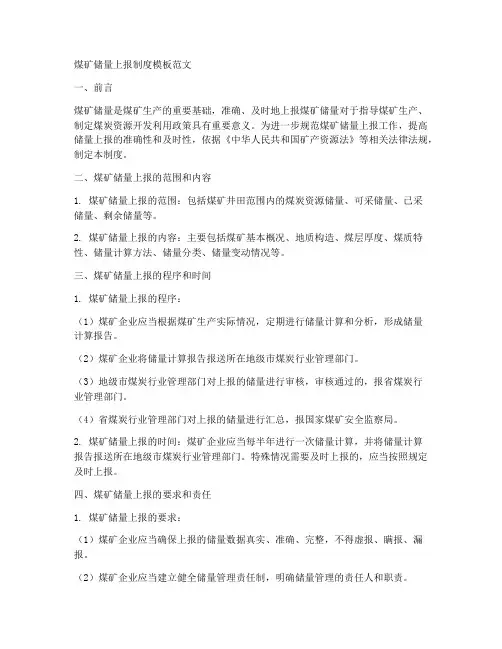 煤矿储量上报制度模板范文