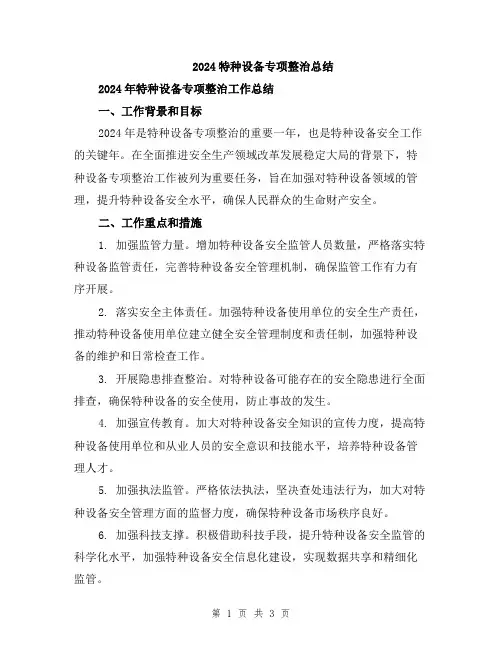 2024特种设备专项整治总结