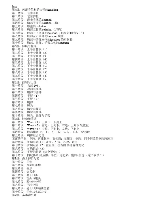 中国街舞考级爵士舞教材全笔记