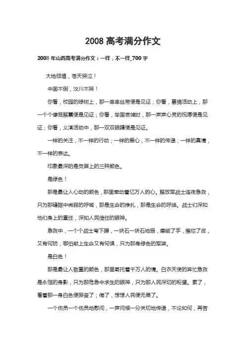 2008高考满分作文