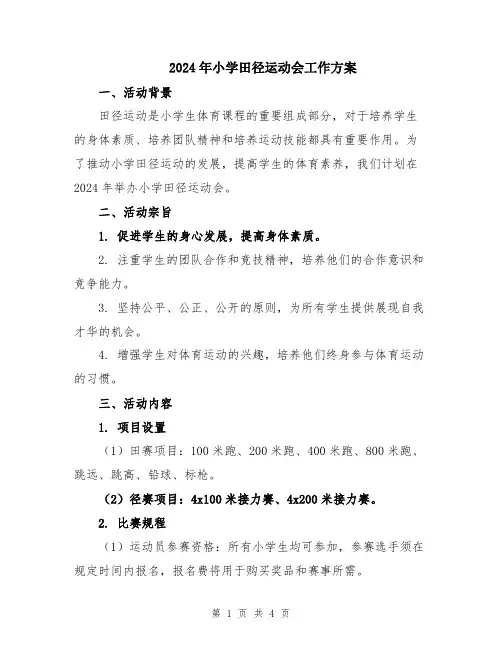 2024年小学田径运动会工作方案