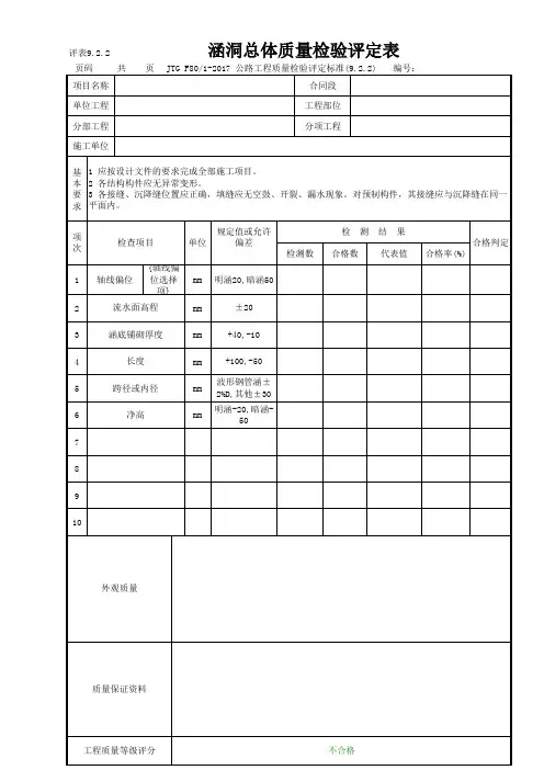 涵洞总体质量检验评定表