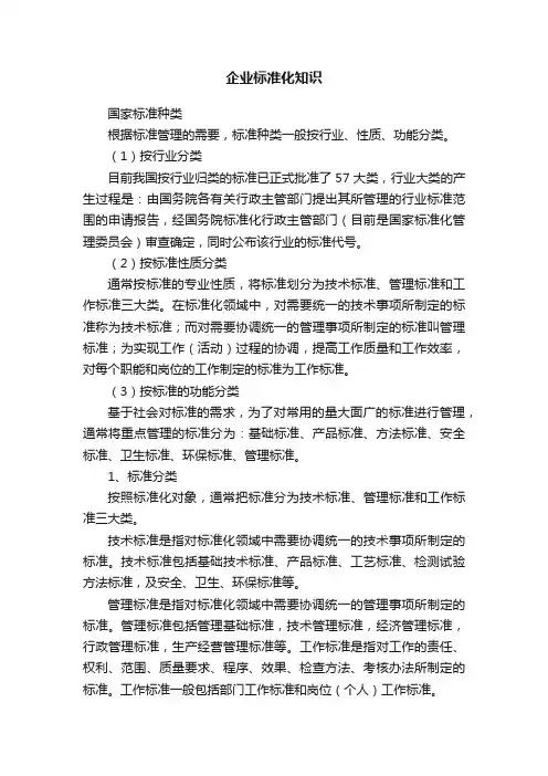 企业标准化知识