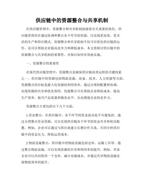 供应链中的资源整合与共享机制
