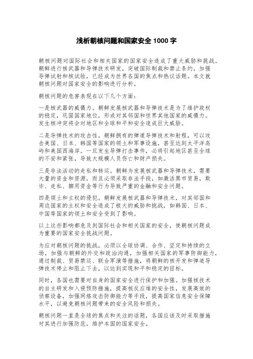 浅析朝核问题和国家安全