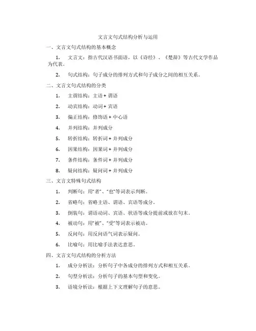文言文句式结构分析与运用