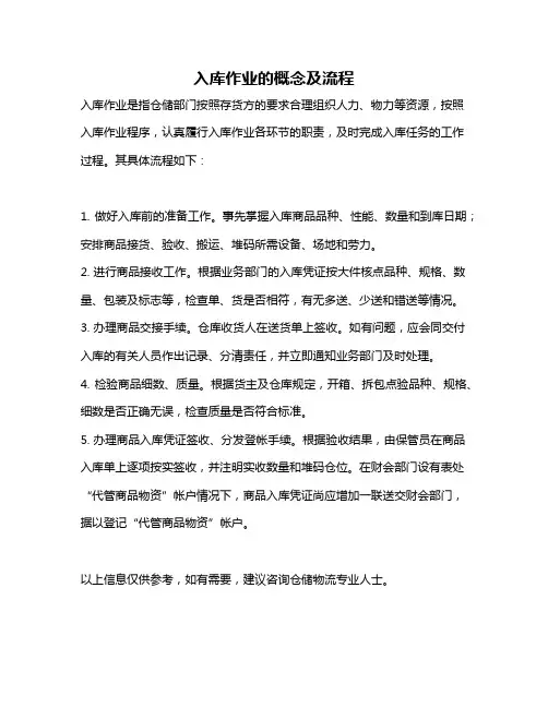 入库作业的概念及流程