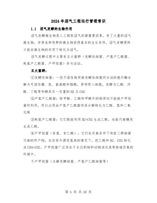 2024年沼气工程运行管理常识(2篇)