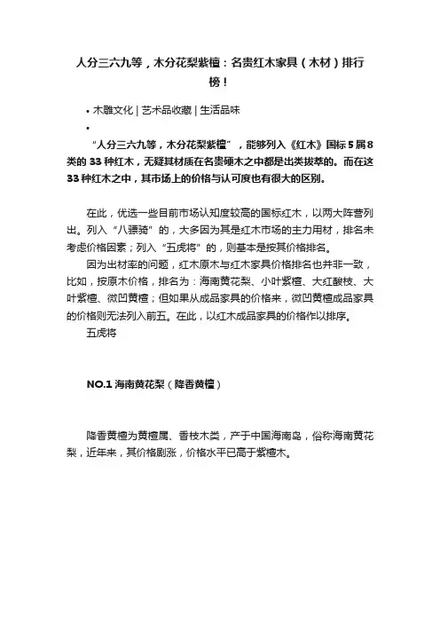 人分三六九等，木分花梨紫檀：名贵红木家具（木材）排行榜！