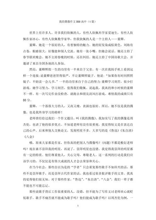 我的偶像作文800高中(4篇)