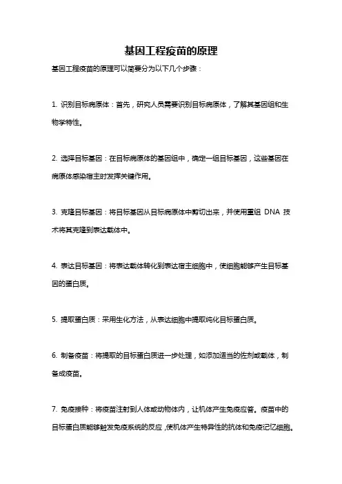 基因工程疫苗的原理