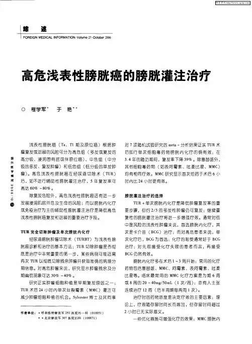 高危浅表性膀胱癌的膀胱灌注治疗