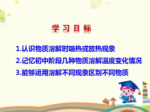 初中化学鲁教九年级上册第三单元 溶 液 物质溶解吸热放热现象_PPT