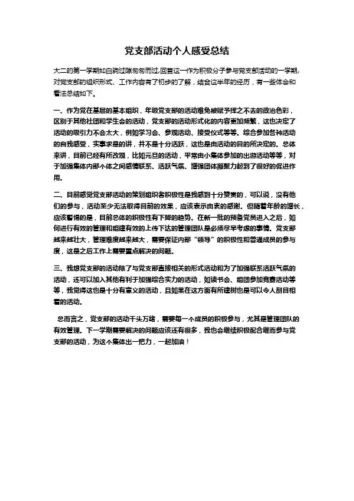(完整word版)党支部活动个人感受总结