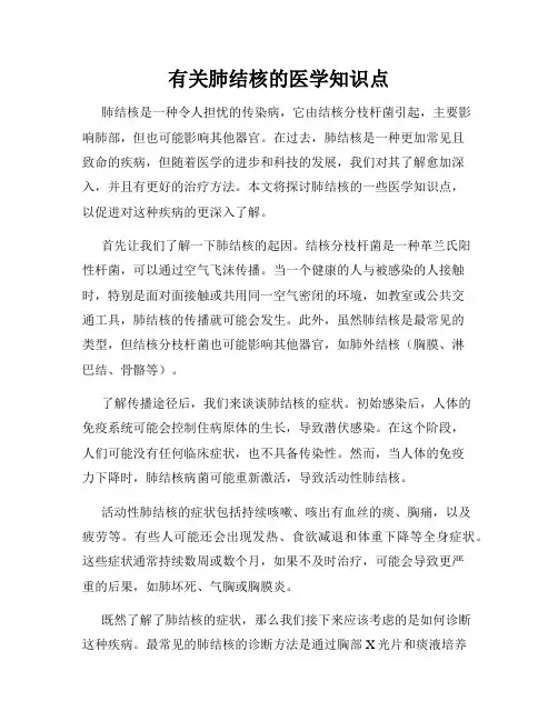 有关肺结核的医学知识点