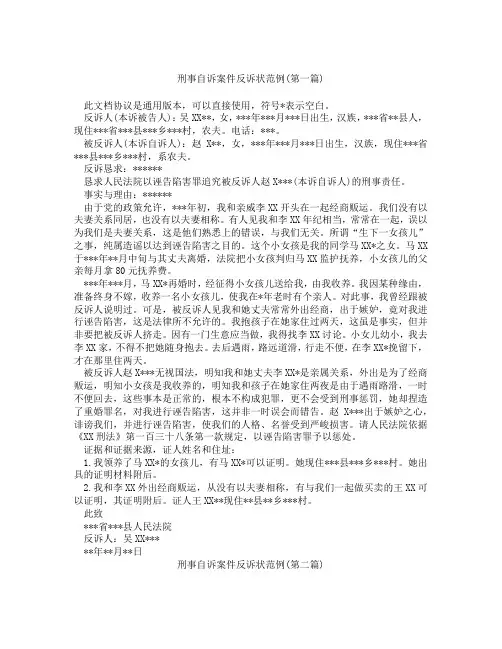 刑事自诉案件反诉状范例精选3篇