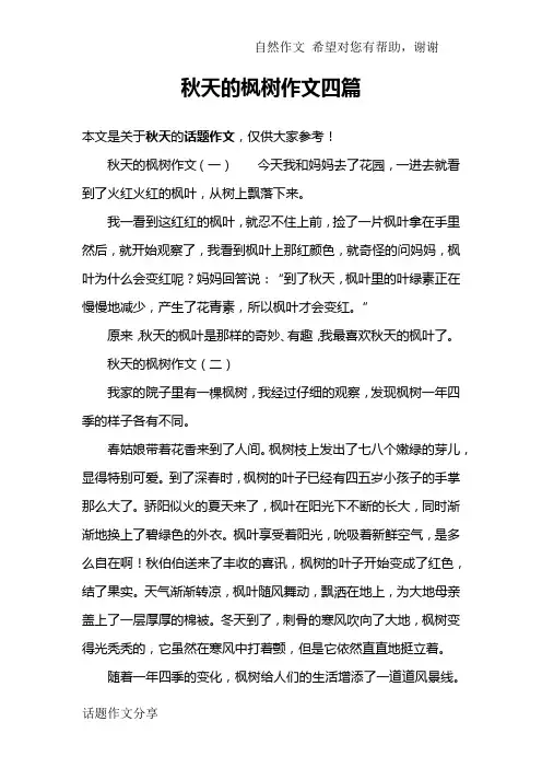 秋天的枫树作文四篇