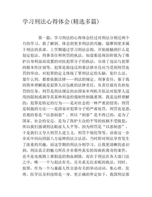 学习刑法心得体会(精选多篇)