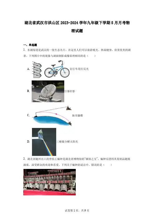 湖北省武汉市洪山区2023-2024学年九年级下学期5月月考物理试题