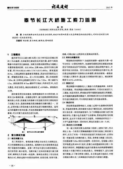 奉节长江大桥施工索力监测