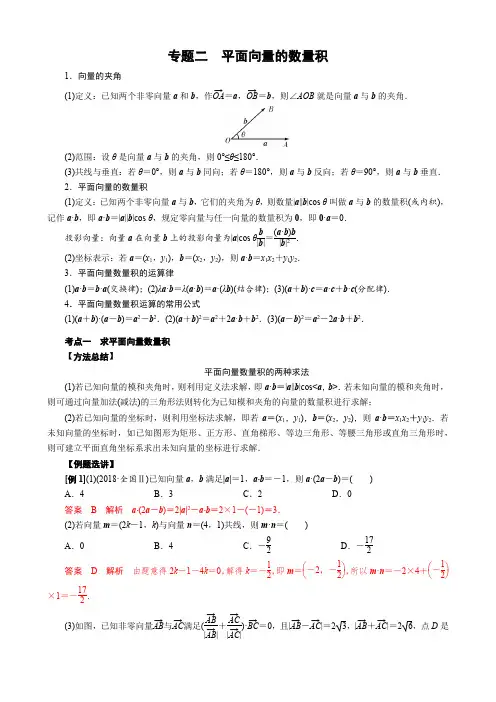 平面向量的数量积(带答案)