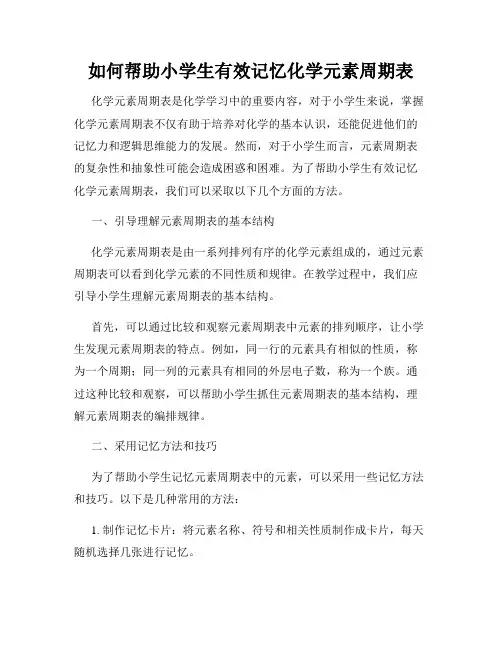 如何帮助小学生有效记忆化学元素周期表