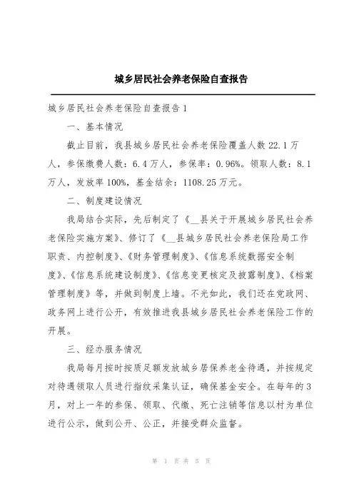 城乡居民社会养老保险自查报告