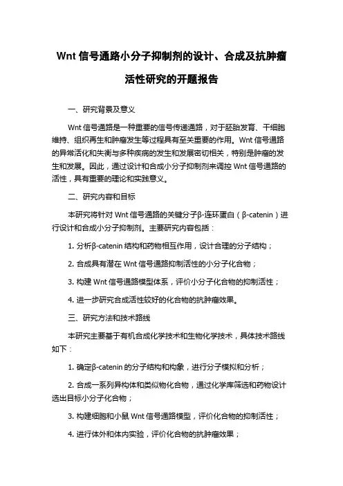 Wnt信号通路小分子抑制剂的设计、合成及抗肿瘤活性研究的开题报告