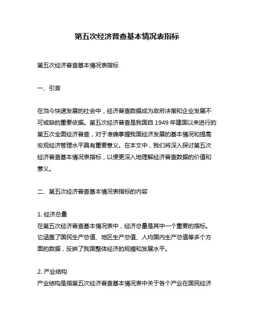 第五次经济普查基本情况表指标