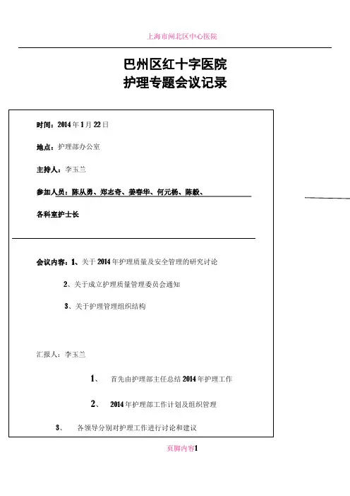护理专题会议记录