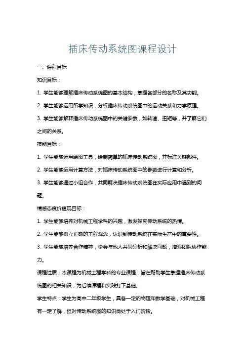 插床传动系统图课程设计