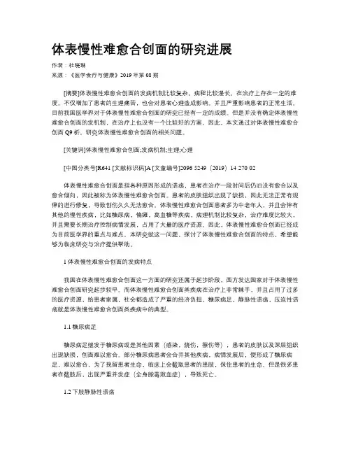 体表慢性难愈合创面的研究进展