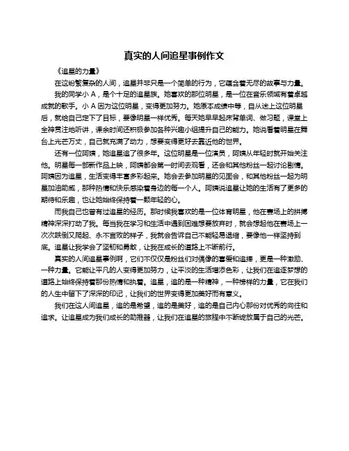 真实的人间追星事例作文
