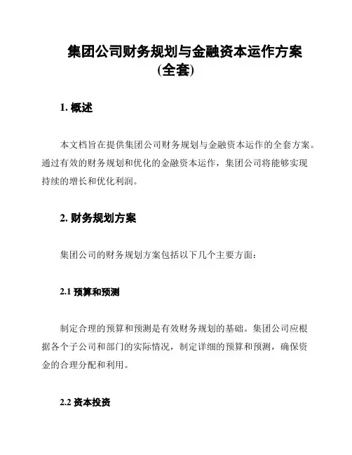 集团公司财务规划与金融资本运作方案(全套)