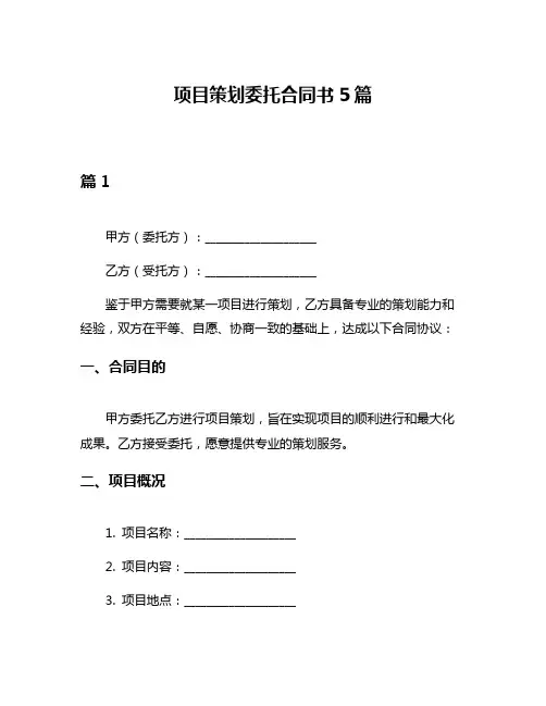 项目策划委托合同书5篇