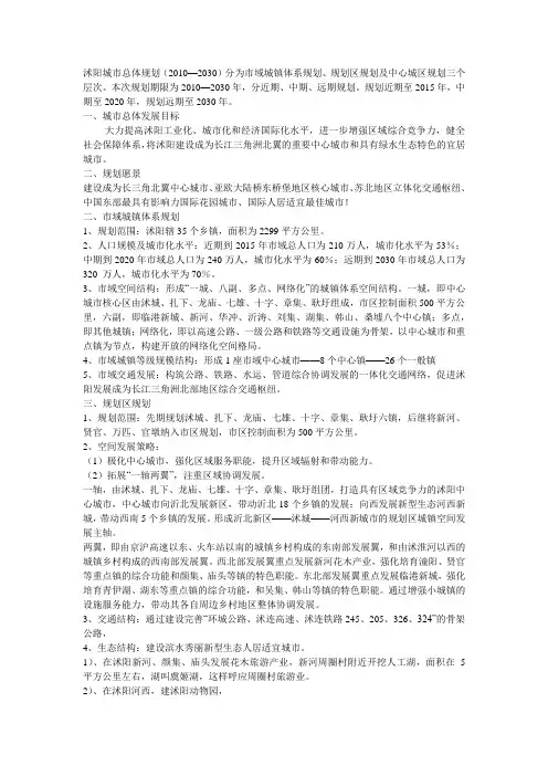 沭阳城市总体规划2010-2030