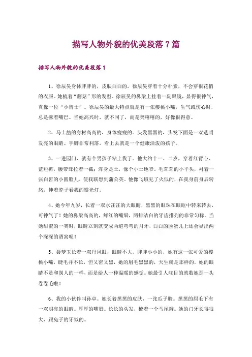 描写人物外貌的优美段落7篇