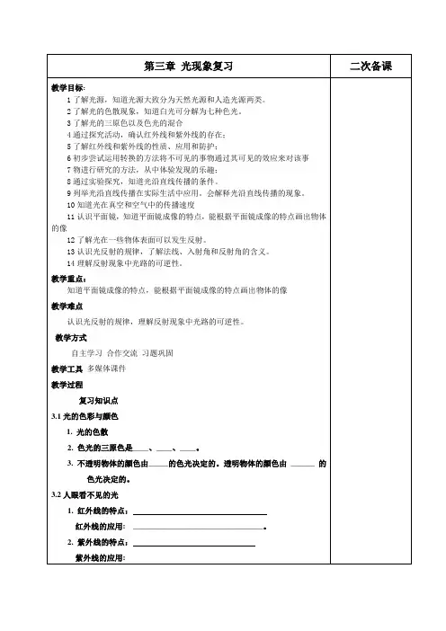 光现象复习教案