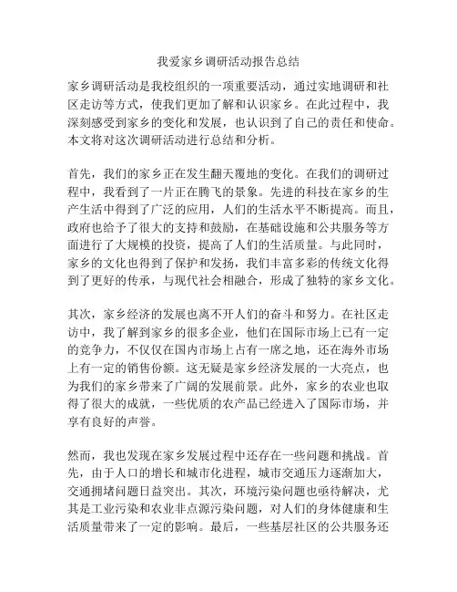 我爱家乡调研活动报告总结
