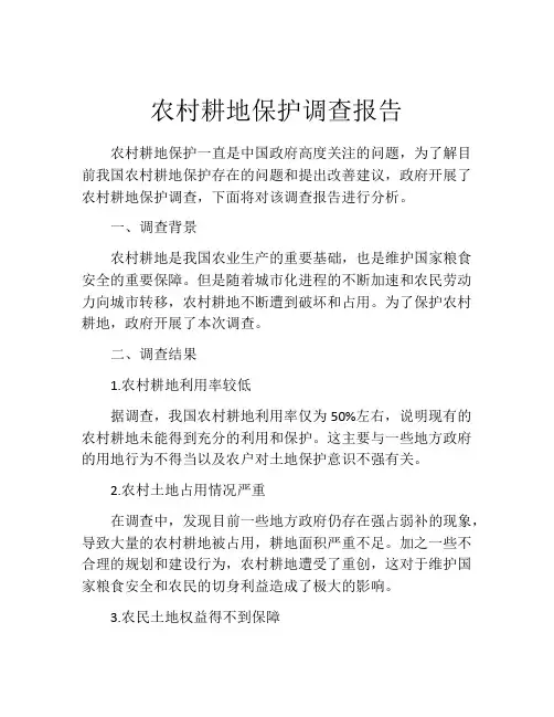 农村耕地保护调查报告
