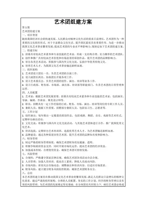 艺术团组建方案