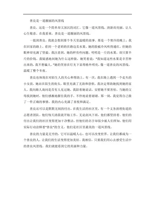 初中作文,善良是一道靓丽的风景线,600字