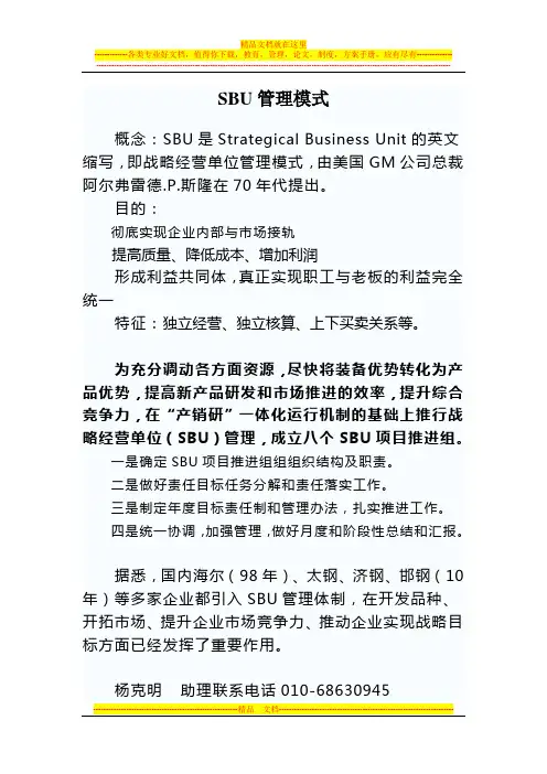SBU管理模式