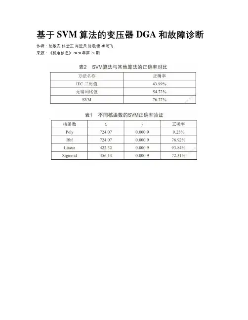 基于SVM算法的变压器DGA和故障诊断